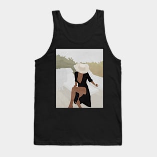 Woman, Hat, Boho style art, Mid century art Tank Top